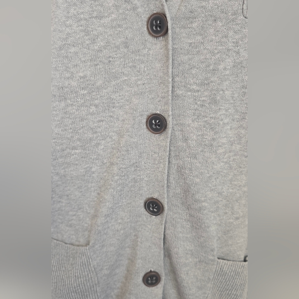 Gap Cardigan Small Button Front Elbow Pads Grandpa Sweater Cotton Gray Oversized - Picture 4 of 11